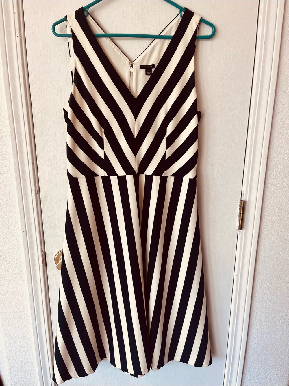Navy and White Striped Ann Taylor Dress. Size 6